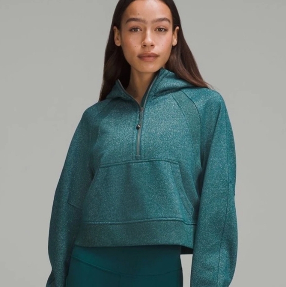 Lululemon Scuba Teal Half Zip Glittery Hoodie XL - Picture 3 of 7